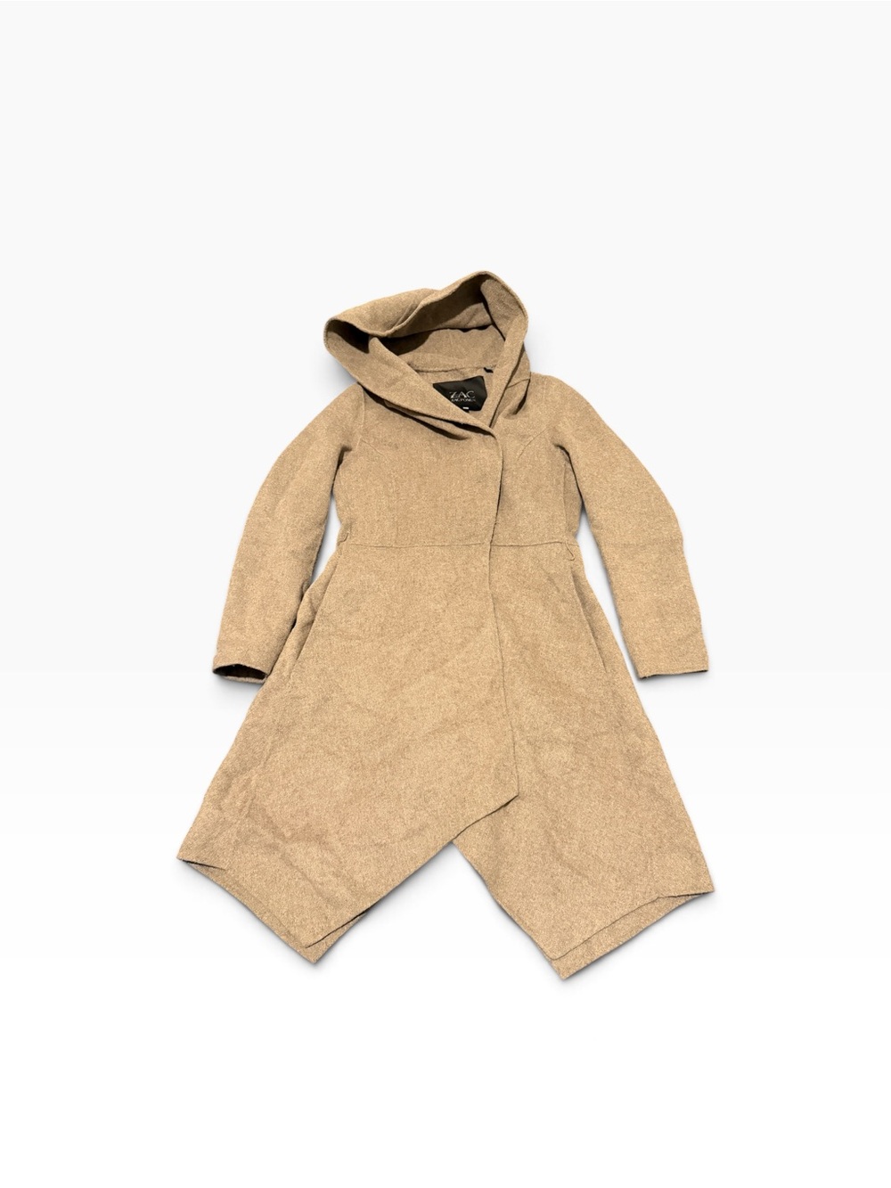 Zac Posen Hooded Wrap women Coat in Tan, pre-owned,SZ6